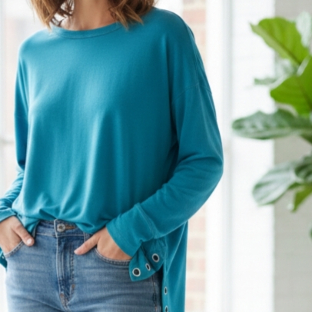 Chaser ♡s Anthropologie Side Snap/Grommet Ribbed Top NWT Size Small